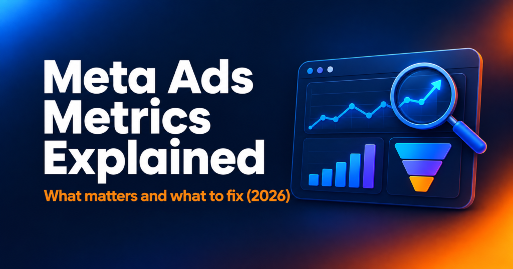Meta ads metrics explained with dashboard showing CPM CTR CPC and ROAS