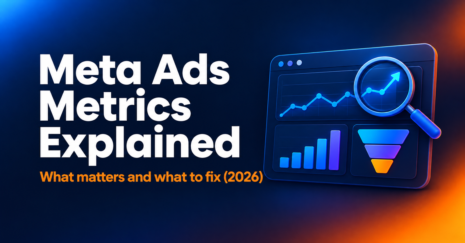 Meta ads metrics explained with dashboard showing CPM CTR CPC and ROAS